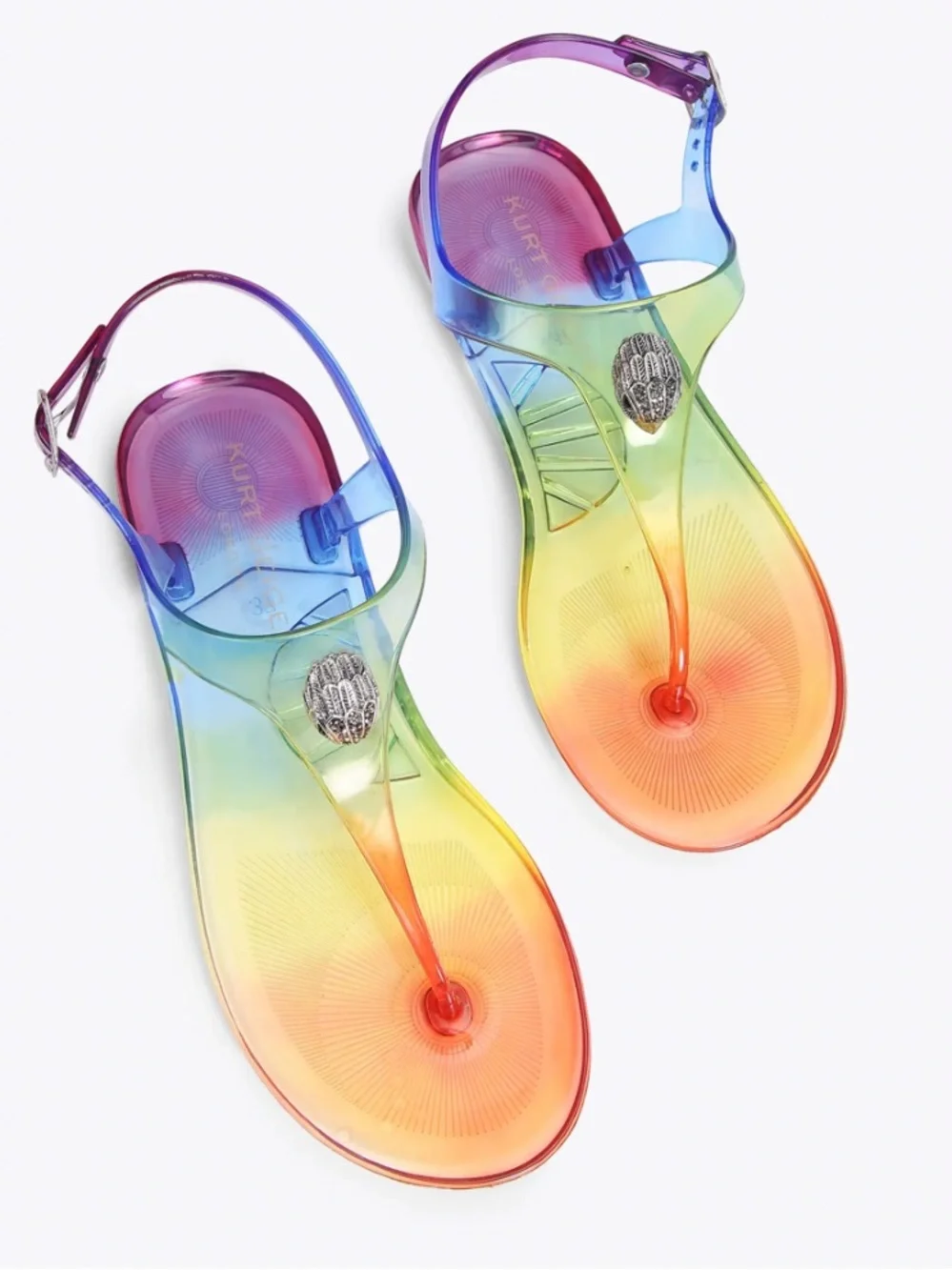 Kurt Geiger Mini Maddison Ombré Rainbow Jelly Sandals Girls Size 4 Ankle Strap